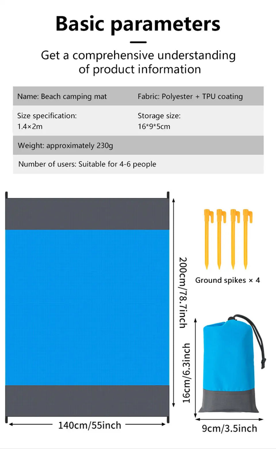 Submerged Sandproof Beach Mat — XL (200×210cm)